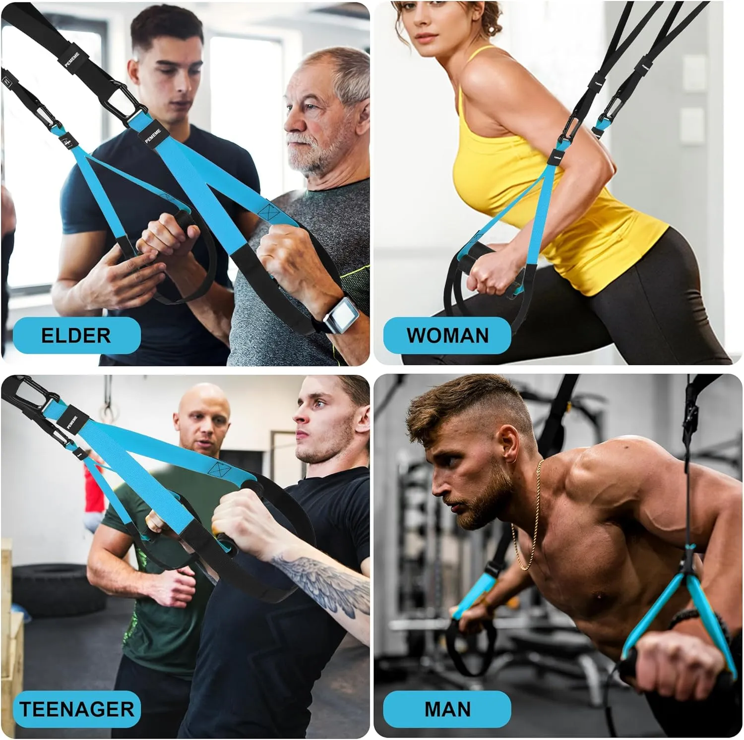 Home Resistance Training Kit | Full-Body Workout with Suspension Trainer Straps, Door Anchor, Handles, and Carrying Bag | Complete Home Gym Equipment