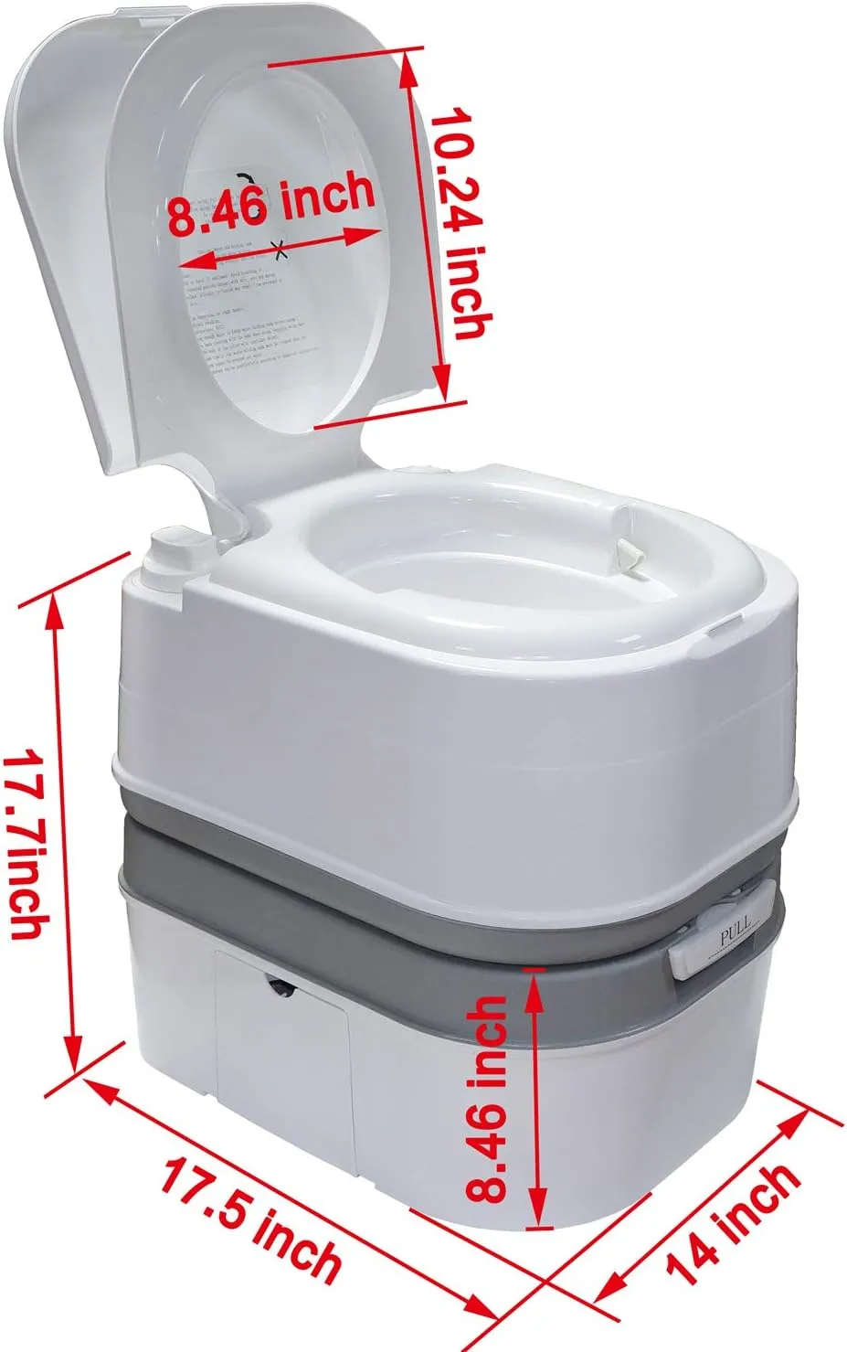 HTTMT- 6.3 Gallon 24L Advanced Portable Toilet Flush Camping Travel Piston Pump Commode [P/N: ET-TOILET002-24L]