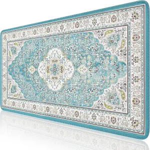 iLeadon Blue Turkish Carpet Laptop Mouse Pad, Extended Gaming Long Mouse Pad with Smooth Lycra Surface, Desk Size, Rubber Base Rug Mousepad with Stitched Edges, Keyboard Mat for Office, Home