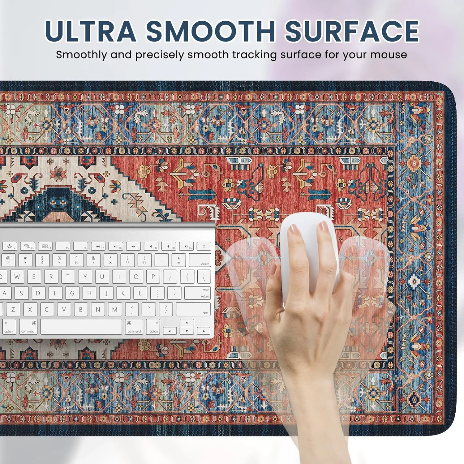 iLeadon Rug Mouse Pad,Large Computer Desk Cover Mat with Smooth Lycra Surface,Full Desk Mouse matt for Desktop,XXL Red Mousepad with Non-Slip Base,Keyboard Mats for Women Office,Home