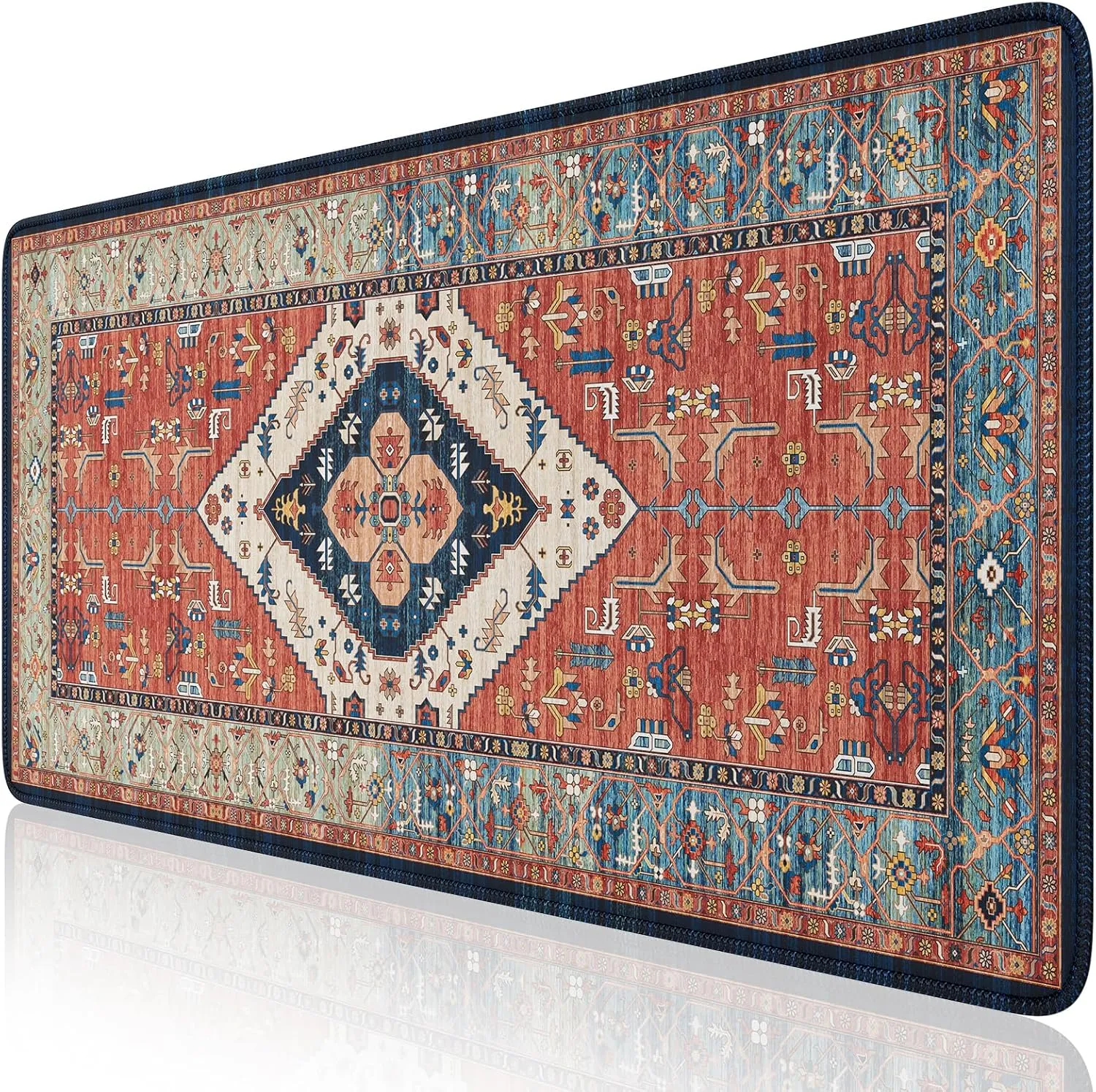 iLeadon Rug Mouse Pad,Large Computer Desk Cover Mat with Smooth Lycra Surface,Full Desk Mouse matt for Desktop,XXL Red Mousepad with Non-Slip Base,Keyboard Mats for Women Office,Home