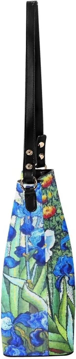 Impression Artwork Buckets Satchel Bags for Women, Painting PU Leather Crossbody Hobo Purses Tote Work Top Handle