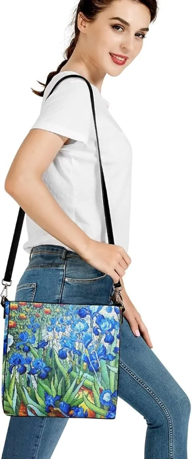 Impression Artwork Buckets Satchel Bags for Women, Painting PU Leather Crossbody Hobo Purses Tote Work Top Handle
