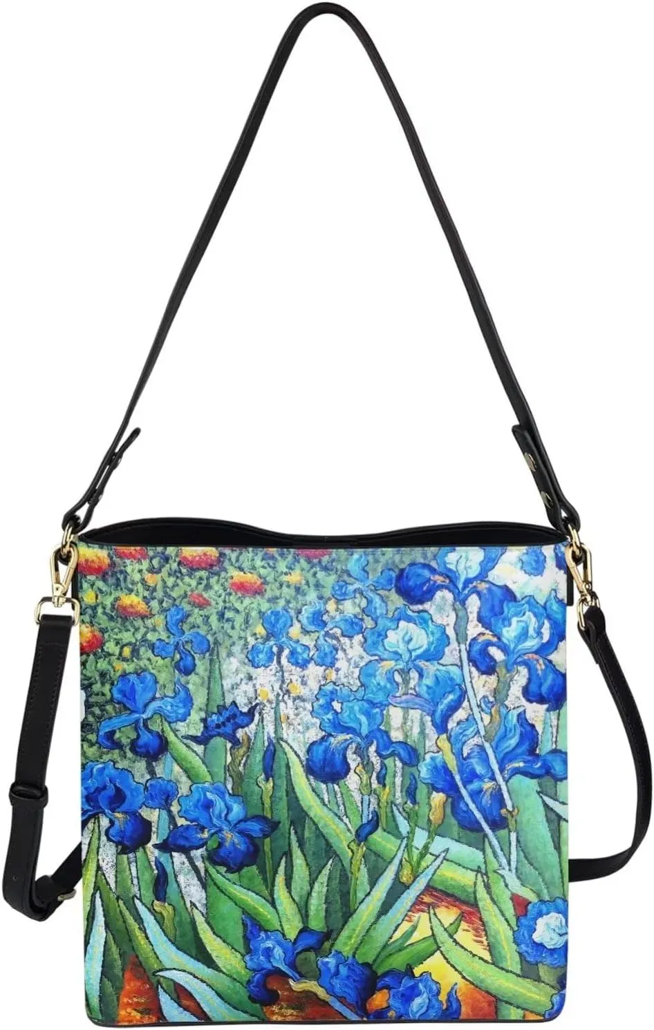 Impression Artwork Buckets Satchel Bags for Women, Painting PU Leather Crossbody Hobo Purses Tote Work Top Handle