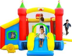 Inflatable Bounce House,Jumping Castle Slide with Blower,Kids Bouncer with Ball Pit