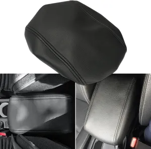 INTGET Console Cover for 2017 2018 Subaru Forester Accessories 2013 2014 2015 2016 Leather Armrest Cover Arm Rest Dog Seat Protector for Subaru Forester Center Console Cover (Black Stitches)
