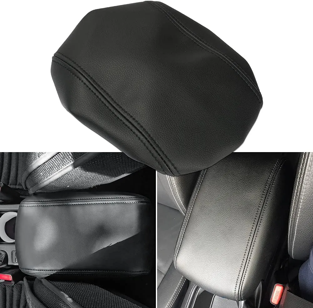 INTGET Console Cover for 2017 2018 Subaru Forester Accessories 2013 2014 2015 2016 Leather Armrest Cover Arm Rest Dog Seat Protector for Subaru Forester Center Console Cover (Black Stitches)
