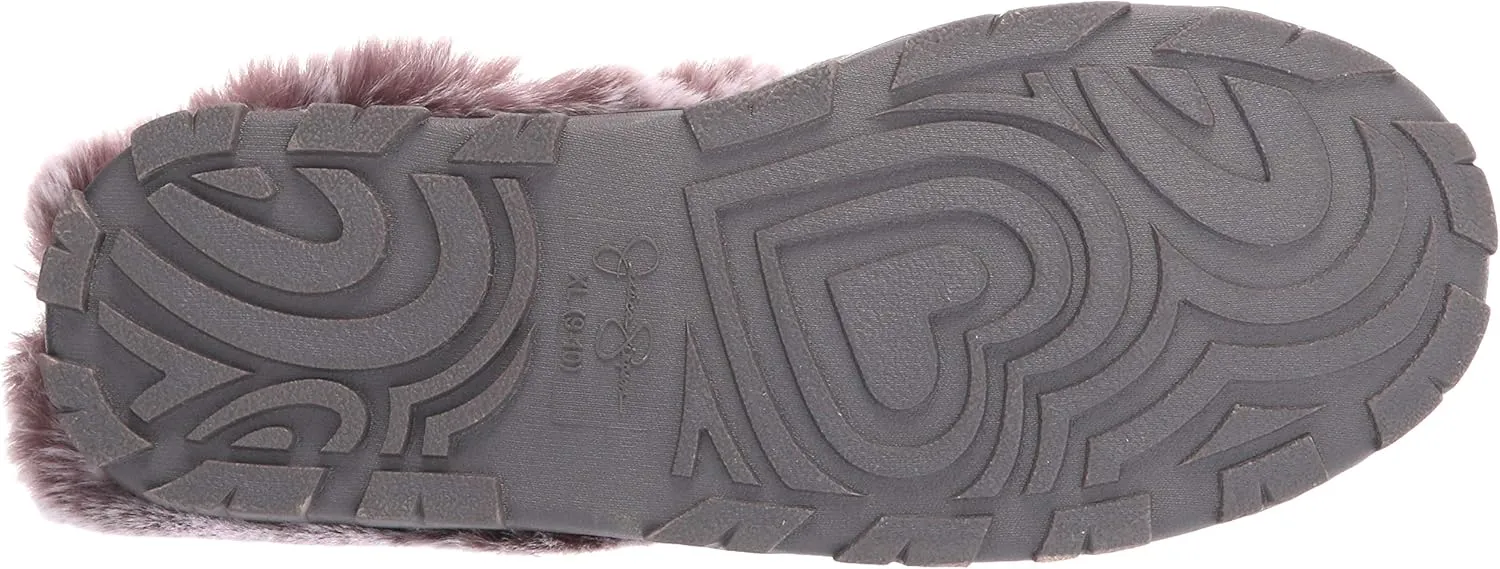 Jessica Simpson Women's Faux Fur Clog - Comfy Furry Soft Indoor House Slippers with Memory Foam