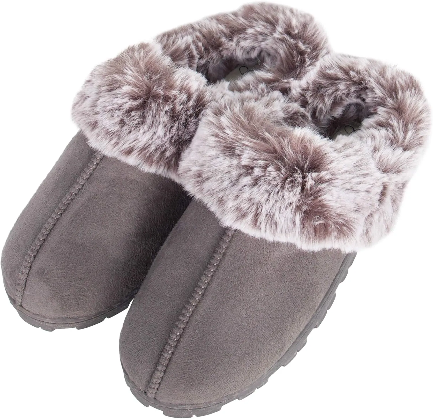 Jessica Simpson Women's Faux Fur Clog - Comfy Furry Soft Indoor House Slippers with Memory Foam