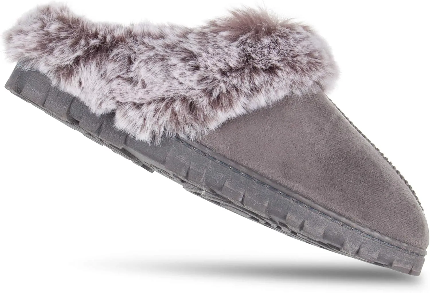 Jessica Simpson Women's Faux Fur Clog - Comfy Furry Soft Indoor House Slippers with Memory Foam