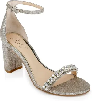 Jewel Badgley Mischka Daylann Pearl and Crystal Block Heel Sandal