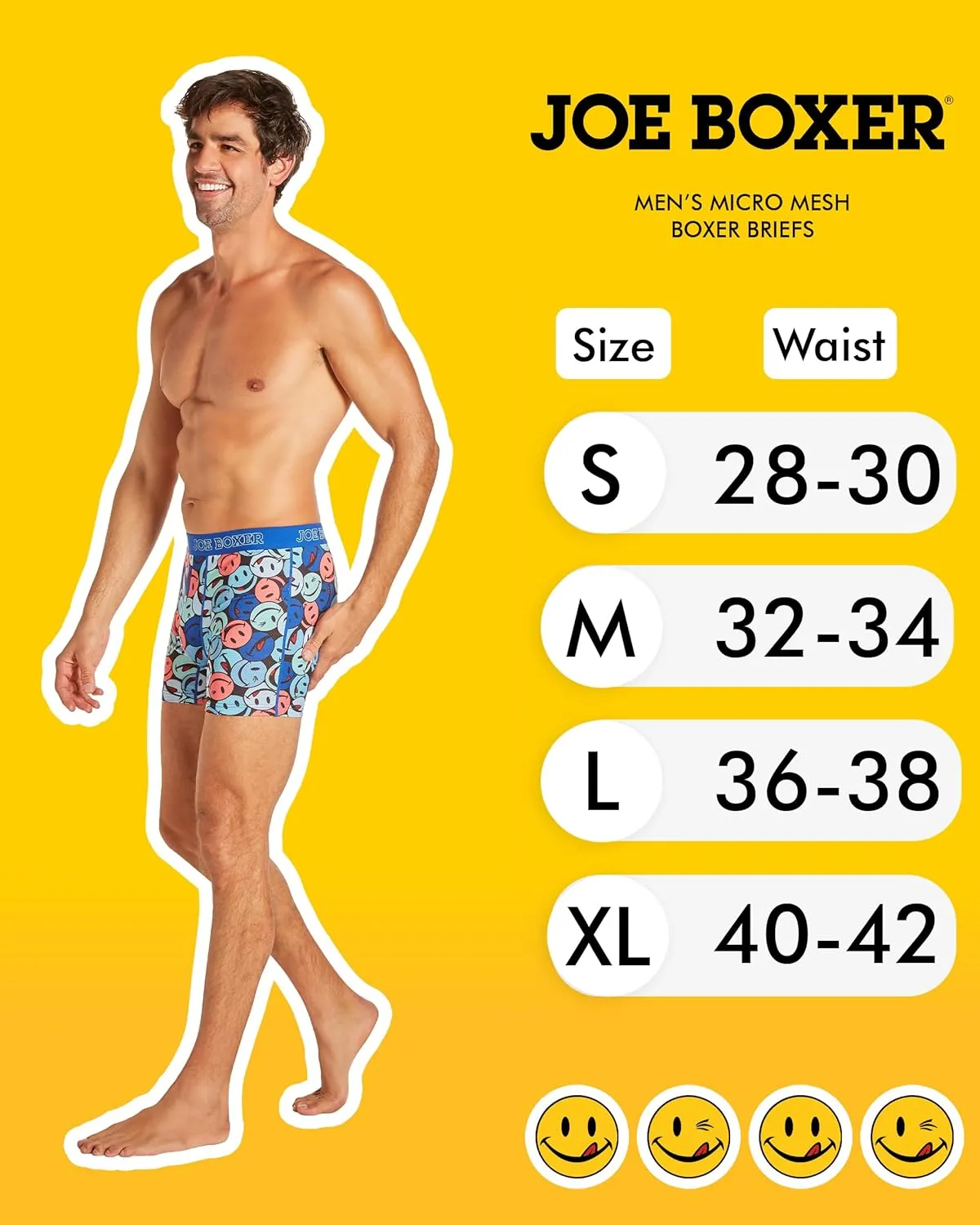 JOE BOXER Mens Underwear Boxer Briefs 4-Pack, Breathable Micro Mesh Underwear for Men Pack Of 4