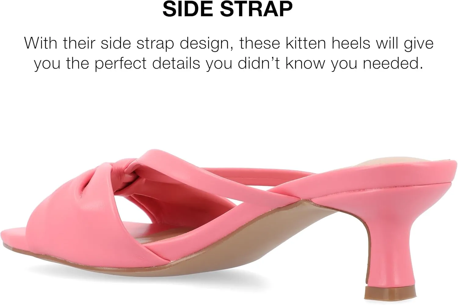 Journee Womens Strappy Bow Slip On Open Square Toe Stiletto Low Kitten Heel Padded Slide Starling Pumps