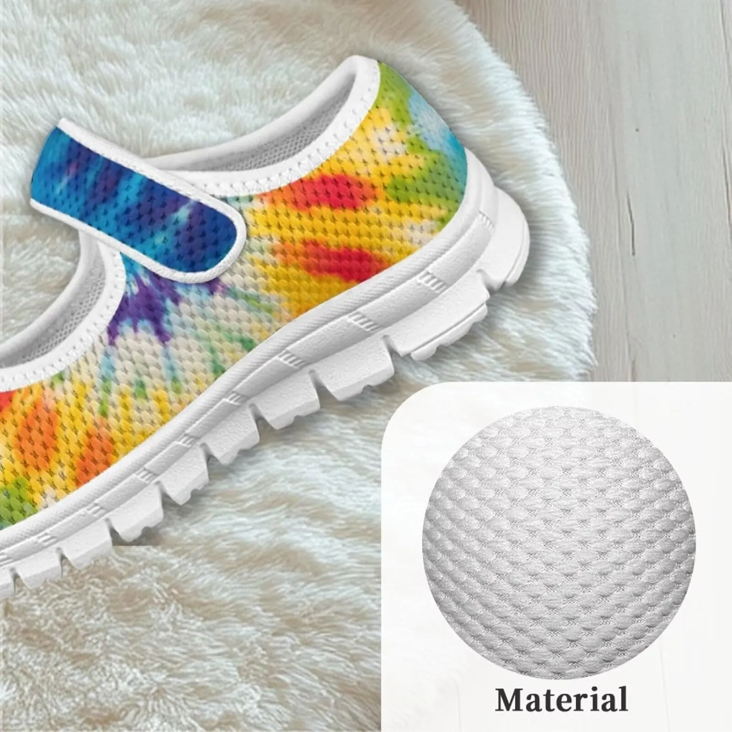 JoyLamoria Colorful Tie Dye Print Toddler Girls Dress Shoes Slip on Mary Jane Shoes for Girls Fashion Ballet Shoes Soft Flats Sneakers