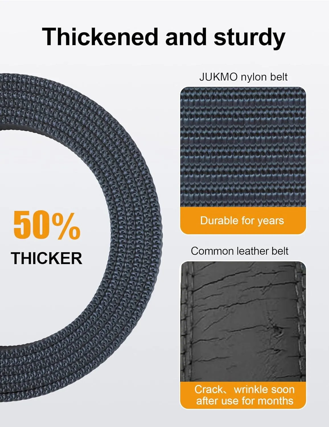 JUKMO Ratchet Golf Belt for Men, Nylon Web Tactical Belt with Automatic Slide Buckle