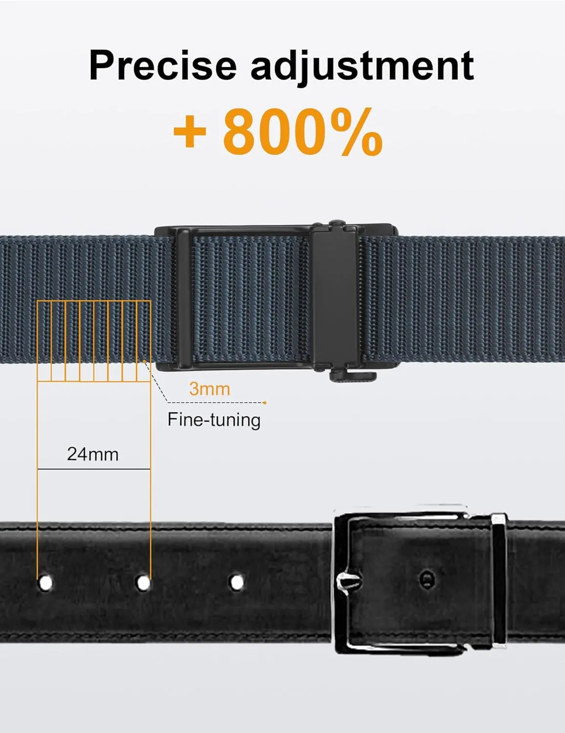 JUKMO Ratchet Golf Belt for Men, Nylon Web Tactical Belt with Automatic Slide Buckle