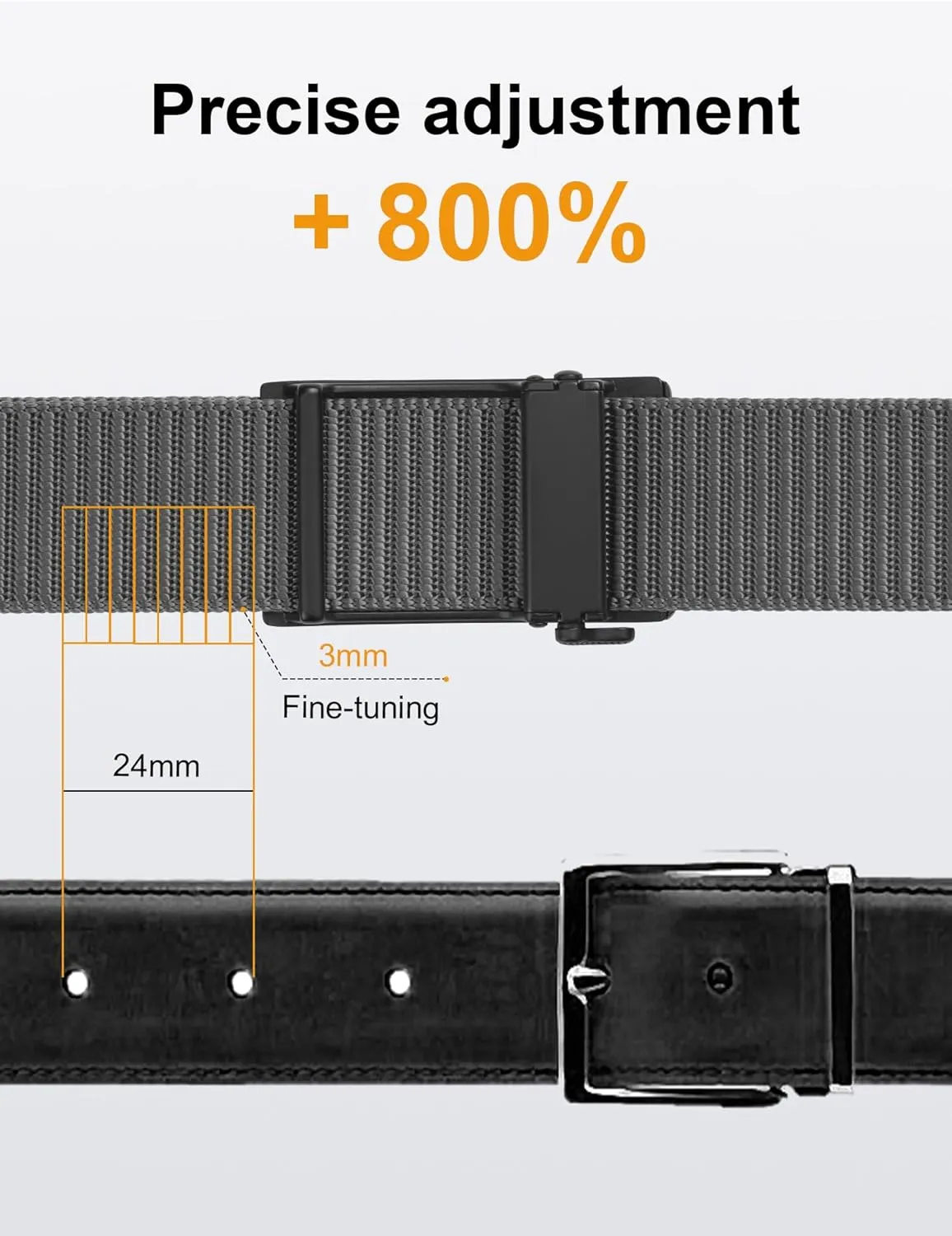JUKMO Ratchet Golf Belt for Men, Nylon Web Tactical Belt with Automatic Slide Buckle