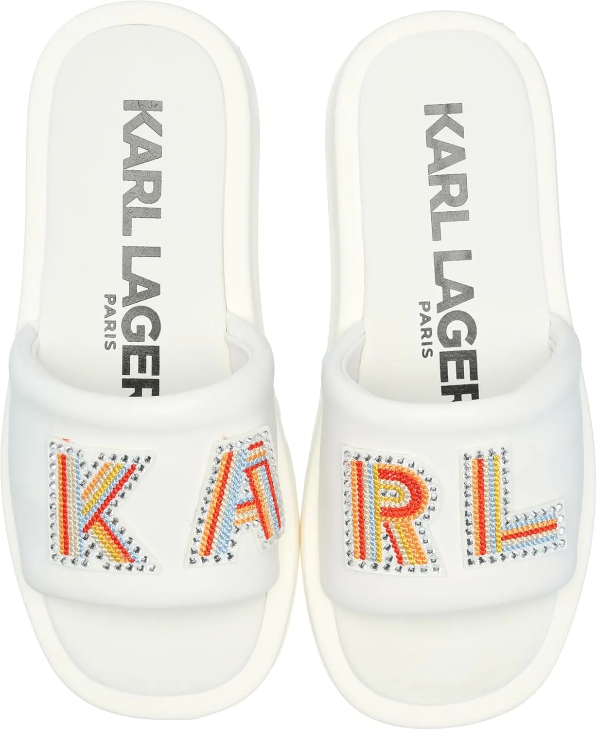 KARL LAGERFELD Women's Opal Embellished Platform Sandal Slide