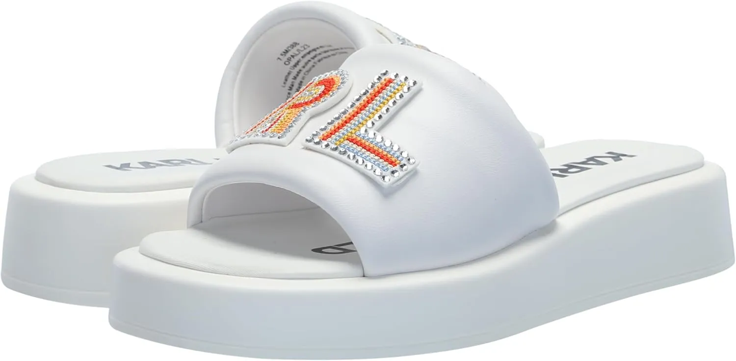 KARL LAGERFELD Women's Opal Embellished Platform Sandal Slide