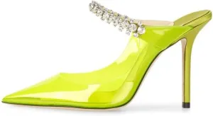 keleimusi Women's PVC Strap Pointed Toe Heeled Sandals Wedding Slide Mules for women