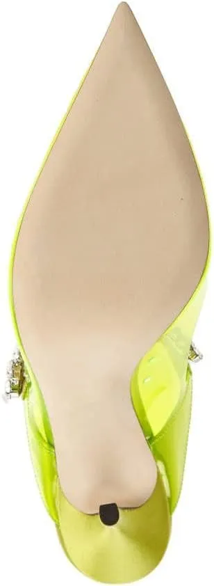 keleimusi Women's PVC Strap Pointed Toe Heeled Sandals Wedding Slide Mules for women