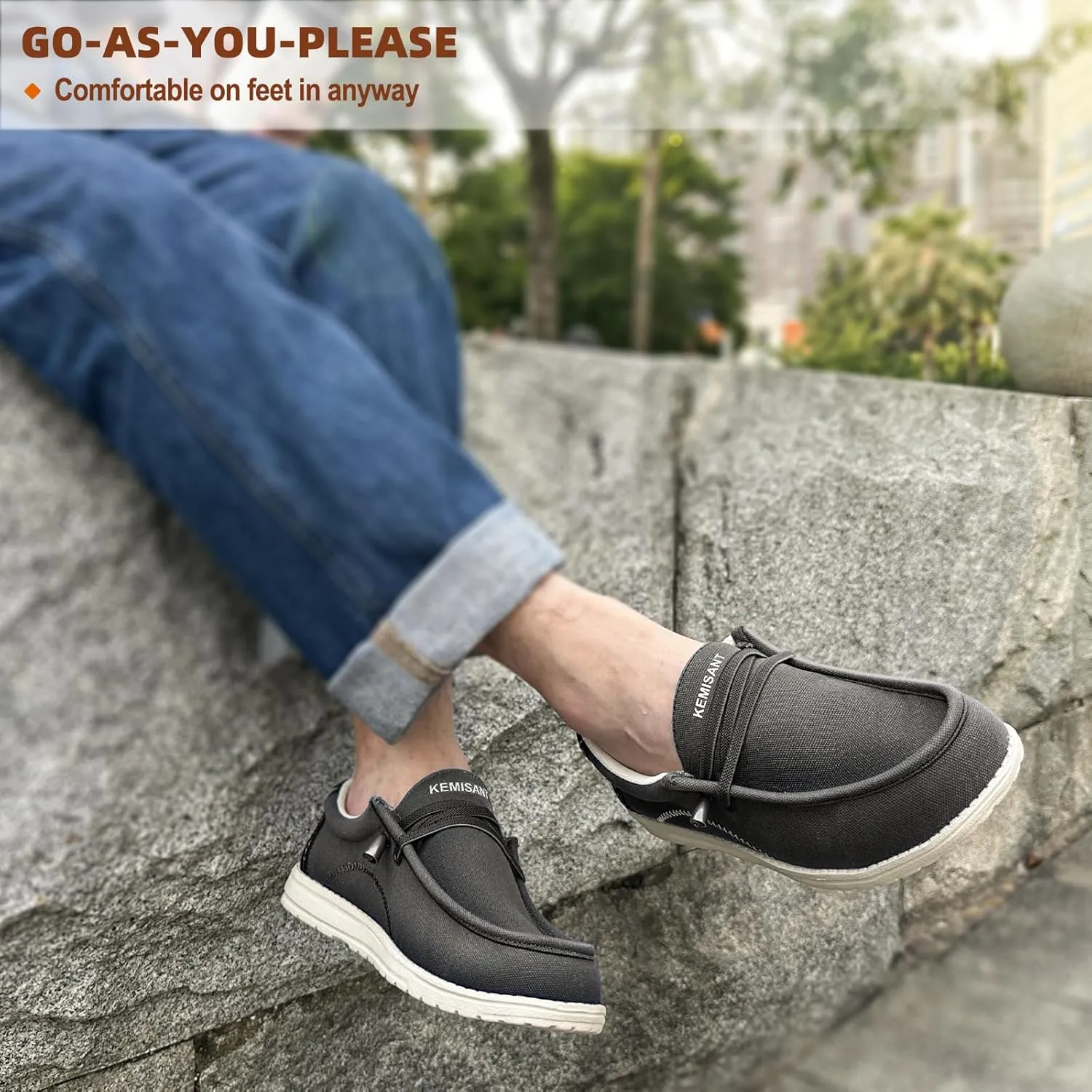KEMISANT Men Slip On Shoes, Boat Shoes Sneaker Shoes Walking Shoes for Men Women Stretch Fit Lightweight