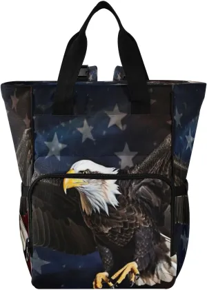 Kigai American Flag Falcon Diaper Bag Backpack Multifunctional Baby Diaper Backpack 10 L Changing Bag Travel Backpack with Insulated Pockets