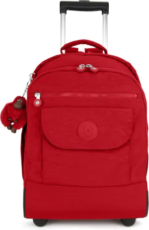 Kipling Sanaa Large Rolling, Adjustable, Padded Backpack Straps, Zip Closure, Cherry Tonal, One Size