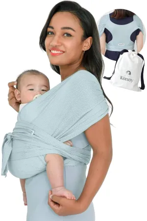 Konny Original Baby Carrier AirMesh for Cozy Luxury Baby Carrier Wrap, Easy to Wear Baby Wrap Carrier, Perfect Essentials Cloths for Newborn Babies up to 44 lbs, (Mint, XS)