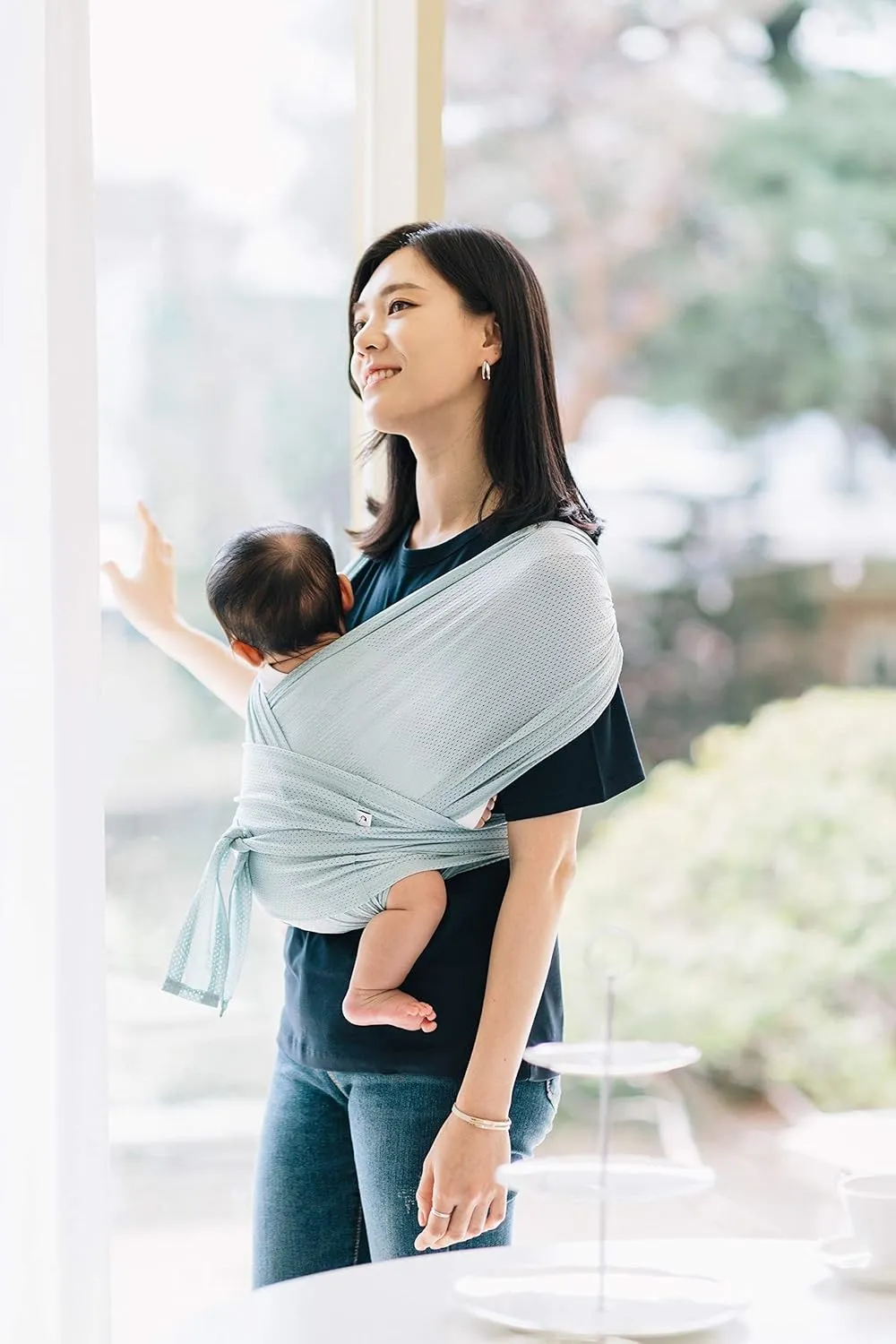 Konny Original Baby Carrier AirMesh for Cozy Luxury Baby Carrier Wrap, Easy to Wear Baby Wrap Carrier, Perfect Essentials Cloths for Newborn Babies up to 44 lbs, (Mint, XS)