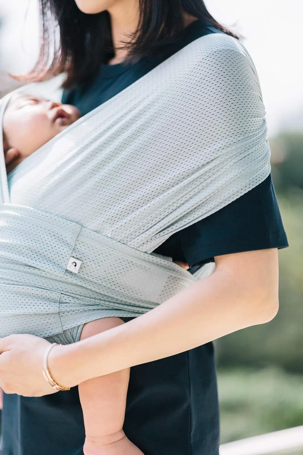 Konny Original Baby Carrier AirMesh for Cozy Luxury Baby Carrier Wrap, Easy to Wear Baby Wrap Carrier, Perfect Essentials Cloths for Newborn Babies up to 44 lbs, (Mint, XS)