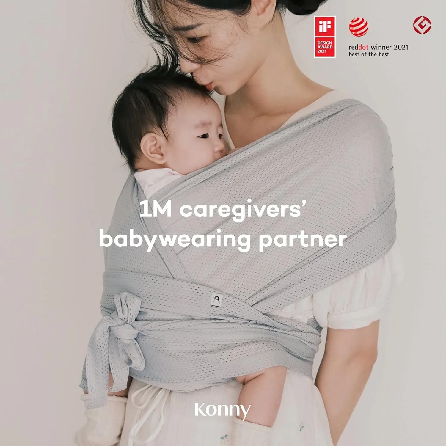 Konny Original Baby Carrier AirMesh for Cozy Luxury Baby Carrier Wrap, Easy to Wear Baby Wrap Carrier, Perfect Essentials Cloths for Newborn Babies up to 44 lbs, (Mint, XS)