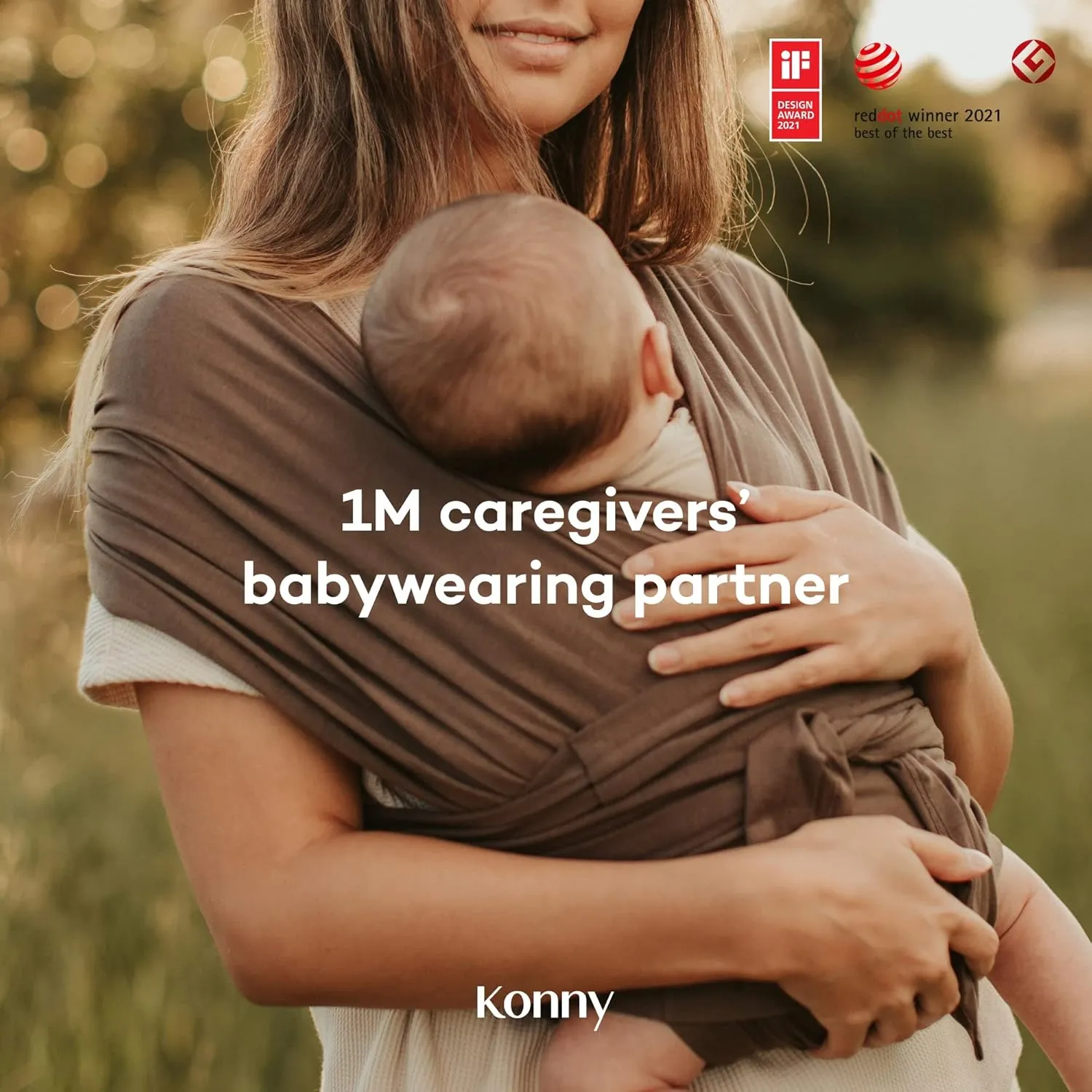 Konny Original Baby Carrier SoftBreeze Luxury Carrier Wrap, Easy to Wear Baby Wrap Carrier, Perfect Essentials Cloths for Newborn Babies up to 44 lbs, (Stripe, 2XS)