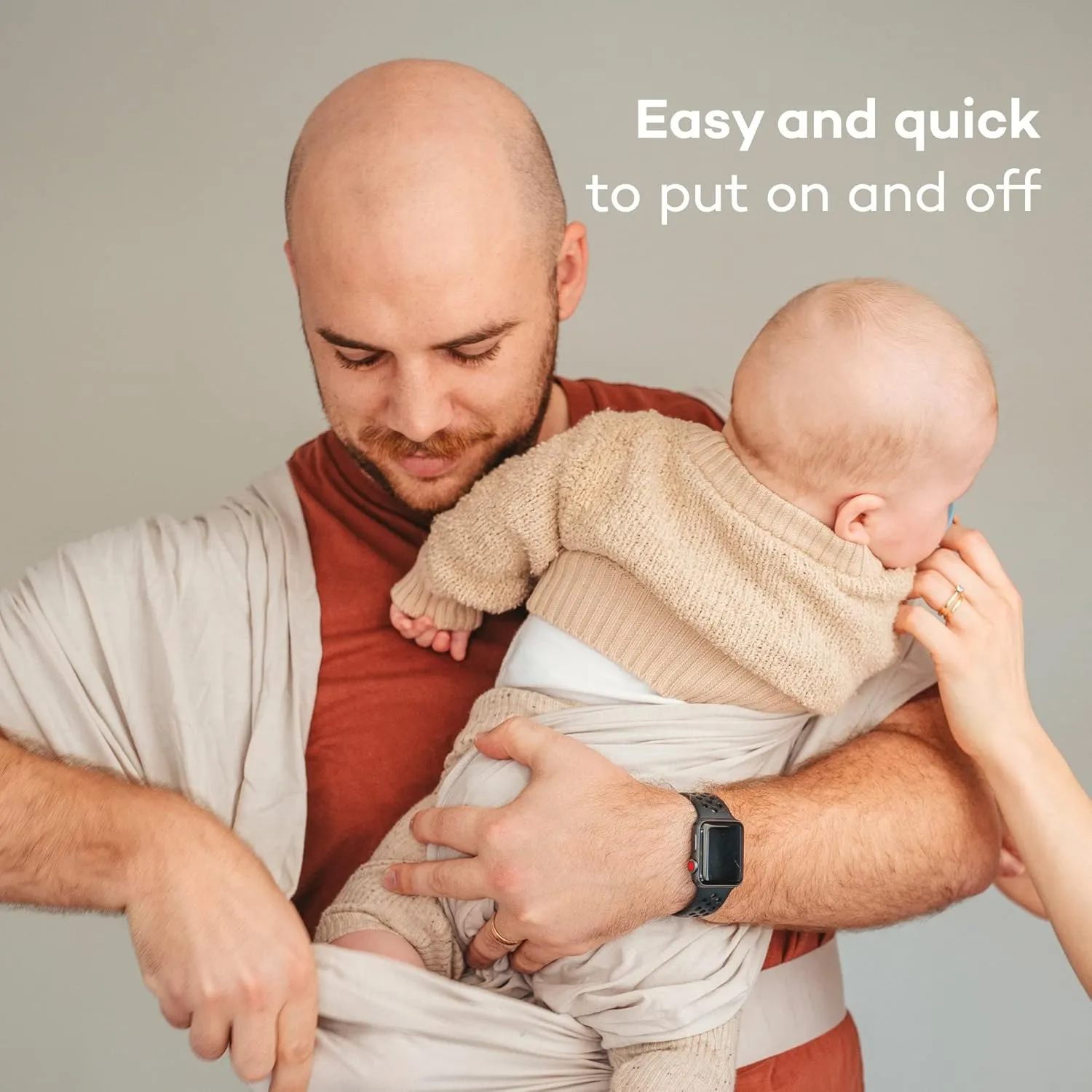 Konny Original Baby Carrier SoftBreeze Luxury Carrier Wrap, Easy to Wear Baby Wrap Carrier, Perfect Essentials Cloths for Newborn Babies up to 44 lbs, (Stripe, 2XS)