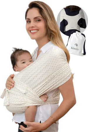 Konny Original Baby Carrier SoftBreeze Luxury Carrier Wrap, Easy to Wear Baby Wrap Carrier, Perfect Essentials Cloths for Newborn Babies up to 44 lbs, (Wine Dot, XL)