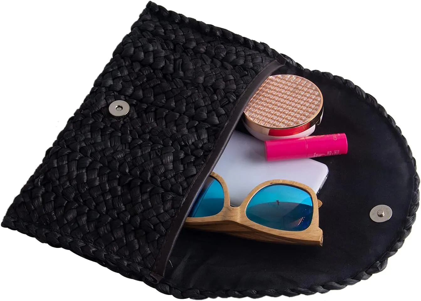 KUANG! Womens Straw Clutch Purse Handbag Shoulder Clutch Envelope Wallet Beach Straw Purse for Ladies
