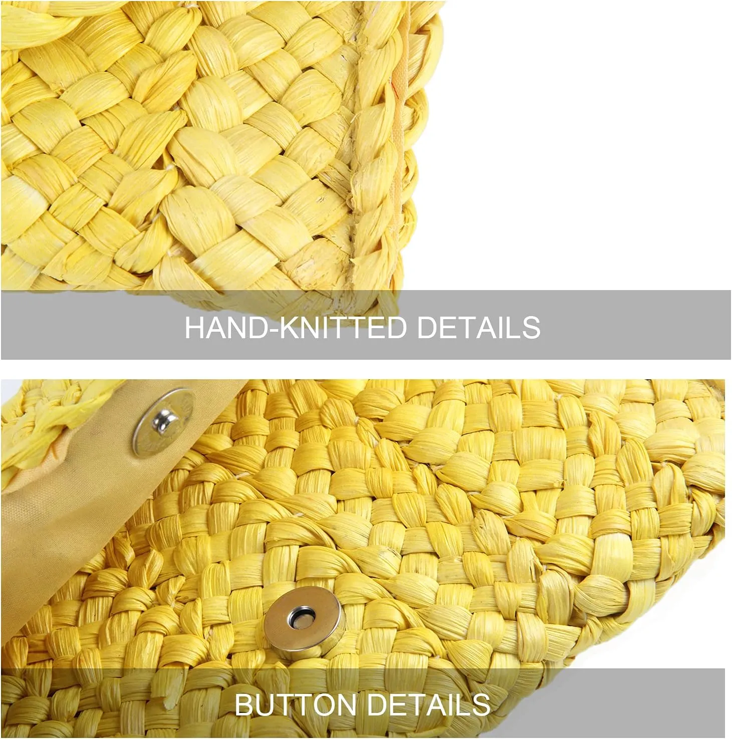 KUANG! Womens Straw Clutch Purse Handbag Shoulder Clutch Envelope Wallet Beach Straw Purse for Ladies