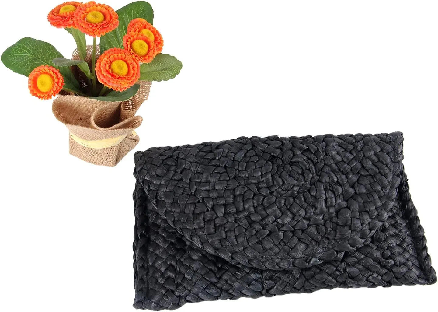KUANG! Womens Straw Clutch Purse Handbag Shoulder Clutch Envelope Wallet Beach Straw Purse for Ladies