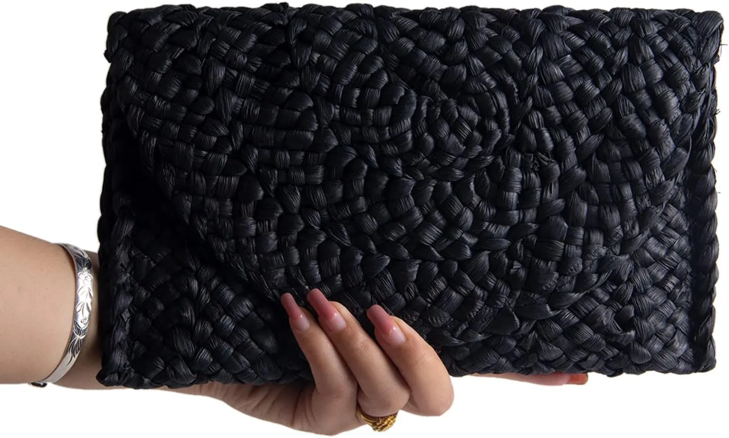 KUANG! Womens Straw Clutch Purse Handbag Shoulder Clutch Envelope Wallet Beach Straw Purse for Ladies