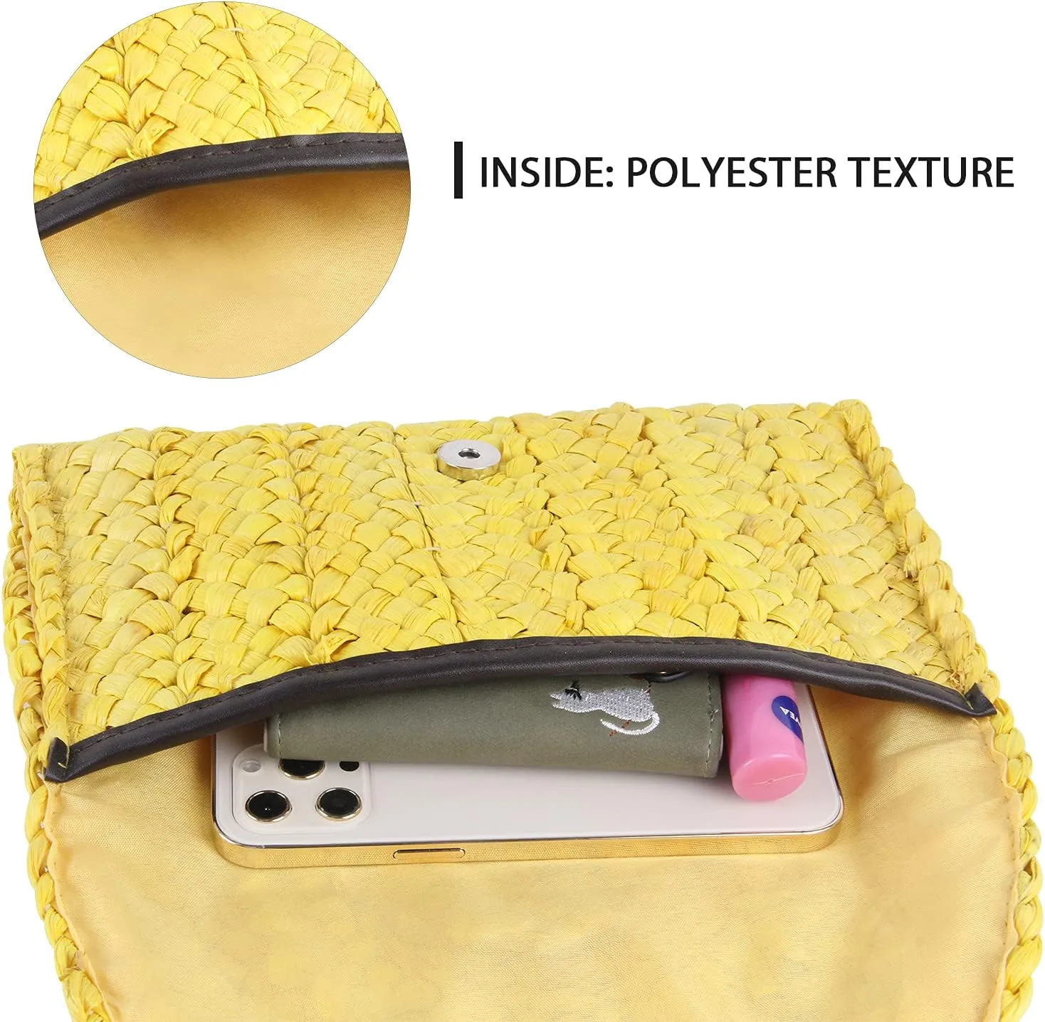 KUANG! Womens Straw Clutch Purse Handbag Shoulder Clutch Envelope Wallet Beach Straw Purse for Ladies