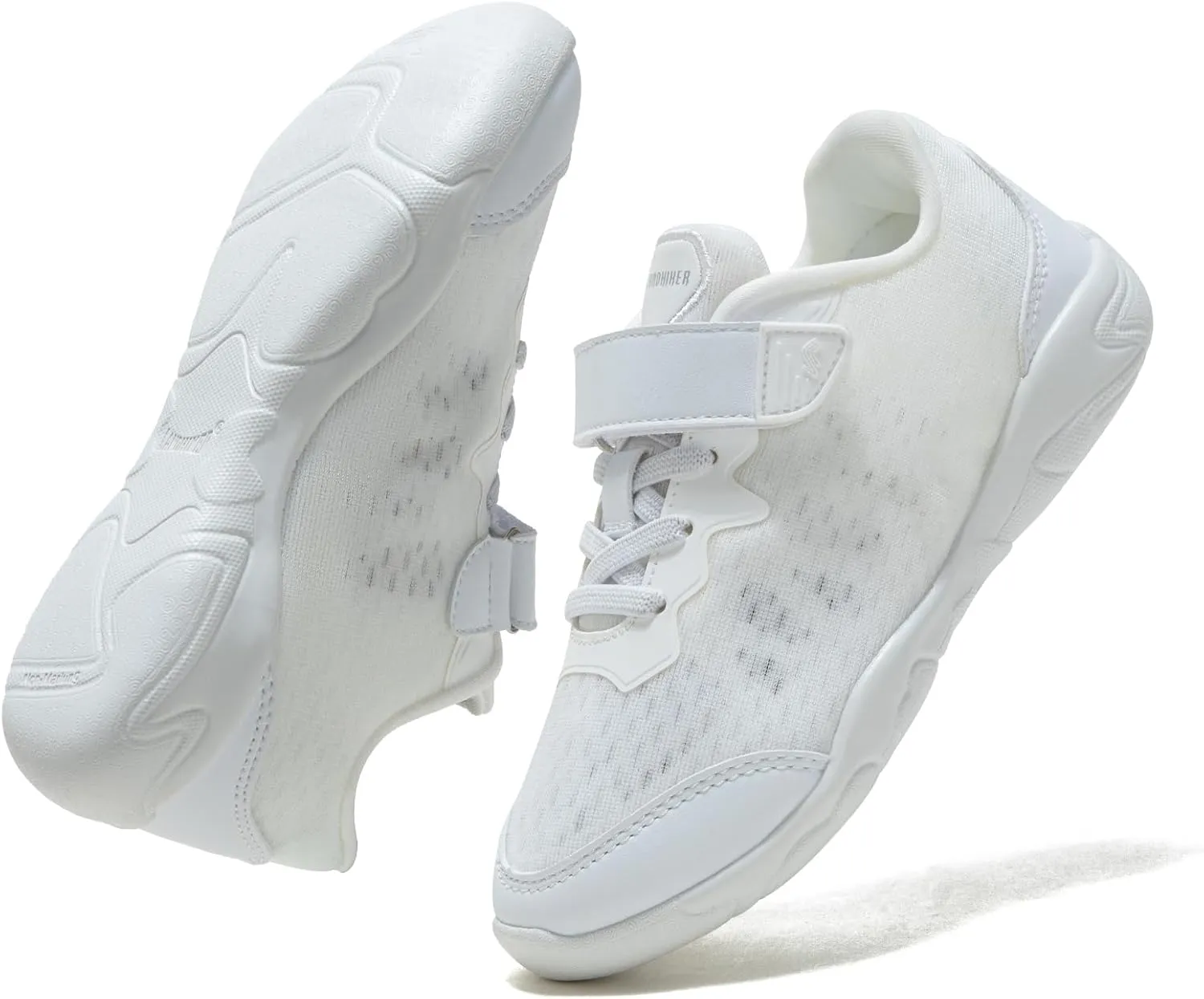 LANDHIKER Cheer Shoes for Girls & Youth Cheerleading Shoes Girls Youth White Competition Cheerleading Gear Training Athletic Flats Breathable Soft Comfortable Kids Cheer Sneaker