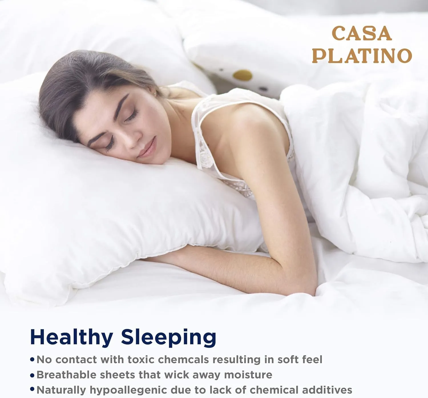LANE LINEN 100% Organic Cotton Mercerized Queen Sheets, Soft & Comfy Naturally Cooling Cotton Sheets Queen Size Set, Classic Percale Weave Low Pill Fade Resistant Queen Bed Sheets- Silver