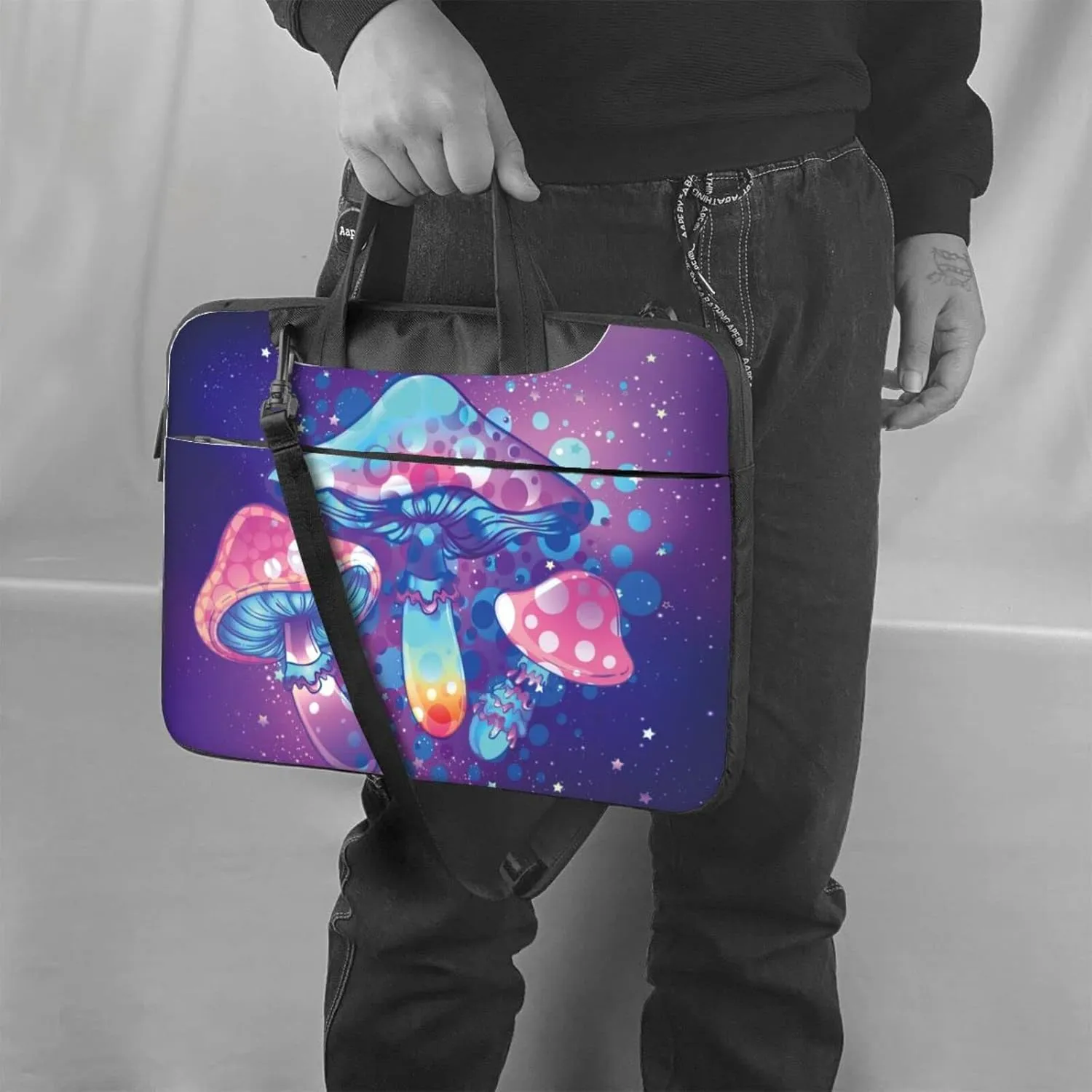 Laptop Bag Laptop Case 14 Inch Computer Bags Trippy Mushroom Printed Padded Sleeve Cover for Women Men