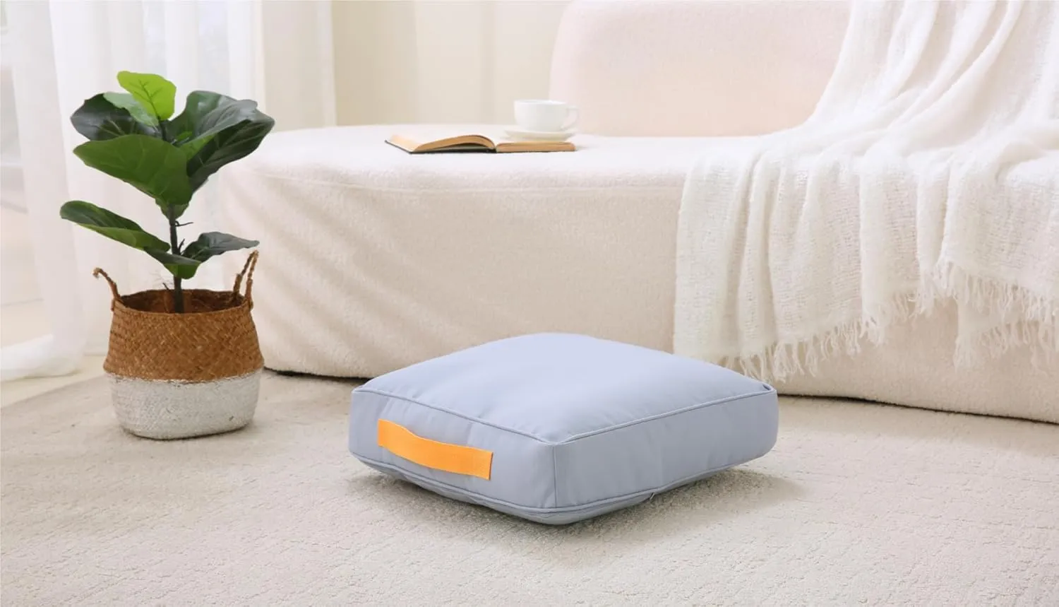 Large Floor Pillow Meditation Cushion Square Floor Cushions for Adults,Premium Washable Outdoor Cushions Seat-Yoga Pillows for Sitting on Floor 18" Grey