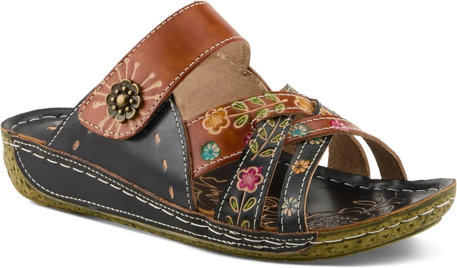 L'Artiste by Spring Step Women's Style Leigh Leather Slide Sandal