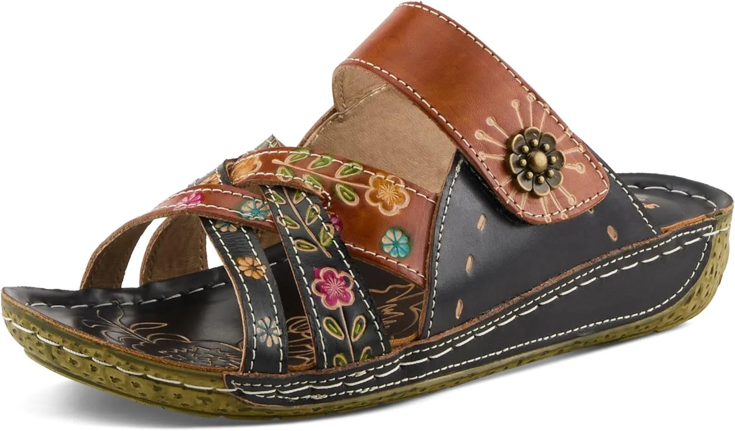 L'Artiste by Spring Step Women's Style Leigh Leather Slide Sandal
