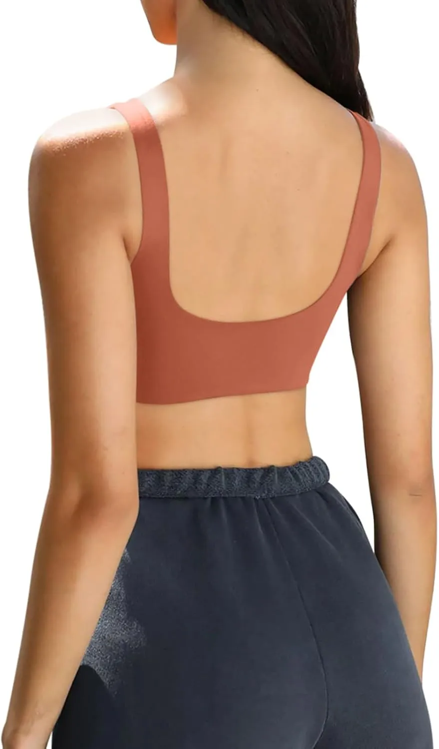 LASLULU Sexy Sports Bras for Women Scoop Neck Sleeveless Padded Bra Workout Yoga Crop Top
