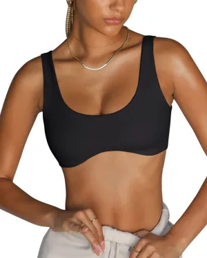LASLULU Sexy Sports Bras for Women Scoop Neck Sleeveless Padded Bra Workout Yoga Crop Top