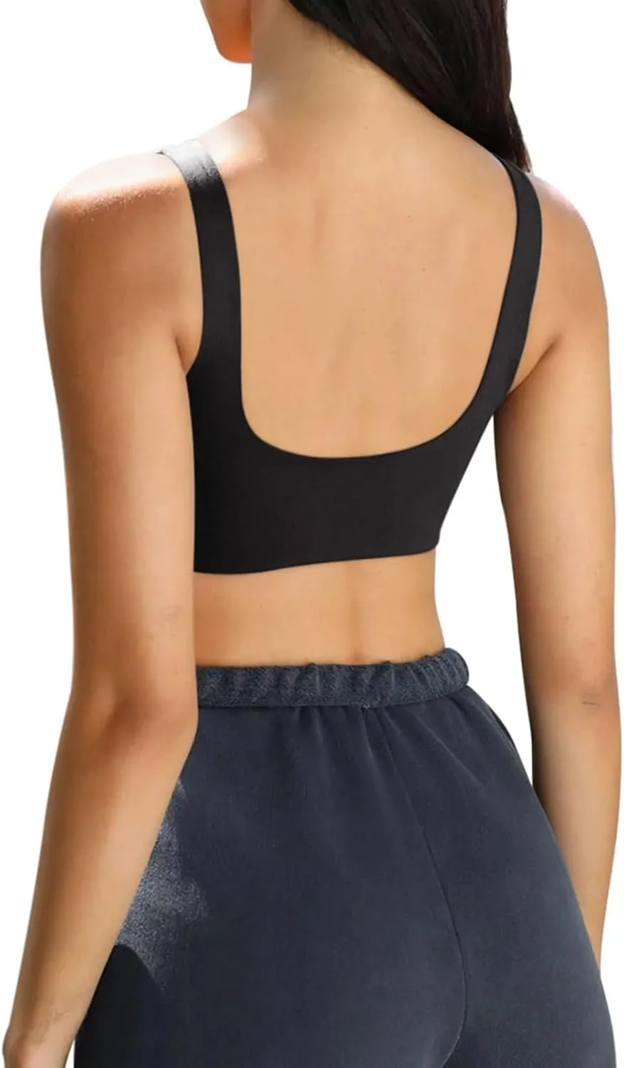 LASLULU Sexy Sports Bras for Women Scoop Neck Sleeveless Padded Bra Workout Yoga Crop Top