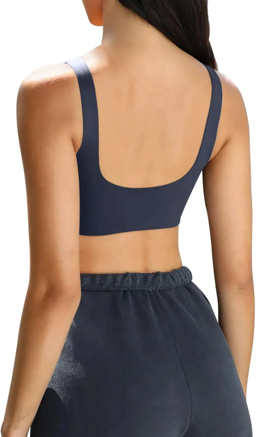 LASLULU Sexy Sports Bras for Women Scoop Neck Sleeveless Padded Bra Workout Yoga Crop Top